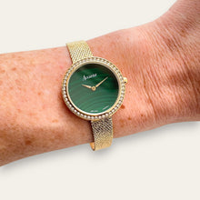 Load image into Gallery viewer, Ladies' Gold-Tone Accurist Quartz Watch - Green Malachite Dial