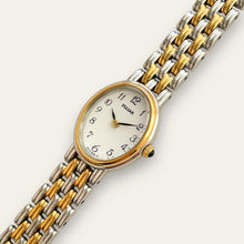 Load image into Gallery viewer, Vintage Ladies' Pulsar (by Seiko) Two-Tone Quartz Watch with White Oval Dial