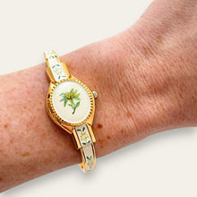 Load image into Gallery viewer, Vintage André Mouche Peek-a-Boo Quartz Watch - Beige Floral Design