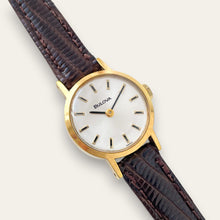 Load image into Gallery viewer, Vintage Ladies' 1973 Gold-Plated Bulova Mechanical Watch - Silver Dial