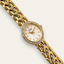 Load image into Gallery viewer, Gold-Plated Ladies' Citizen Oval Quartz Watch - Crystal-Set