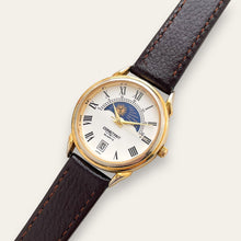 Load image into Gallery viewer, Vintage Constant Sun & Moon Quartz Watch - Black Leather Strap