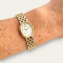 Load image into Gallery viewer, Vintage Ladies' Pulsar (by Seiko) Two-Tone Quartz Watch with White Oval Dial