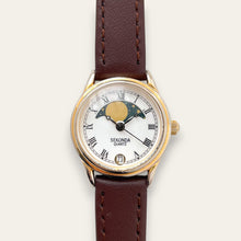 Load image into Gallery viewer, Vintage Sekonda Moon Phase Quartz Watch - Brown Leather Strap