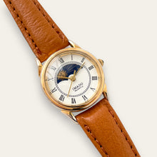 Load image into Gallery viewer, Vintage Imado Sun & Moon Quartz Watch - Brown Leather Strap