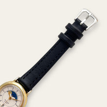 Load image into Gallery viewer, Vintage Accurist Moon Phase Quartz Watch - Black Leather Strap