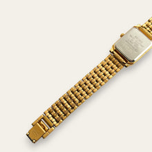 Load image into Gallery viewer, Vintage Seiko Gold Plated Ladies Watch with Green Rectangular Dial 1980s