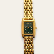 Load image into Gallery viewer, Vintage Seiko Gold Plated Ladies Watch with Green Rectangular Dial 1980s