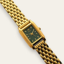 Load image into Gallery viewer, Vintage Seiko Gold Plated Ladies Watch with Green Rectangular Dial 1980s