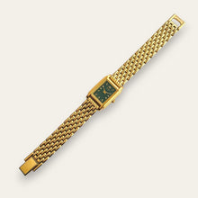 Load image into Gallery viewer, Vintage Seiko Gold Plated Ladies Watch with Green Rectangular Dial 1980s