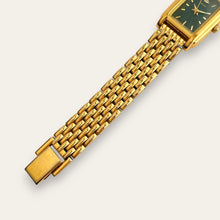 Load image into Gallery viewer, Vintage Seiko Gold Plated Ladies Watch with Green Rectangular Dial 1980s