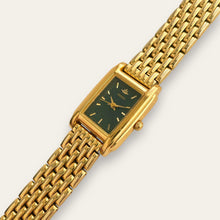 Load image into Gallery viewer, Vintage Seiko Gold Plated Ladies Watch with Green Rectangular Dial 1980s