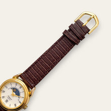 Load image into Gallery viewer, Vintage Constant Sun & Moon Quartz Watch - Black Leather Strap