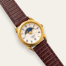 Load image into Gallery viewer, Vintage Constant Sun & Moon Quartz Watch - Black Leather Strap