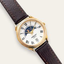 Load image into Gallery viewer, Vintage Constant Sun & Moon Quartz Watch - Black Leather Strap