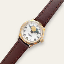 Load image into Gallery viewer, Vintage Sekonda Moon Phase Quartz Watch - Brown Leather Strap