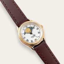 Load image into Gallery viewer, Vintage Sekonda Moon Phase Quartz Watch - Brown Leather Strap