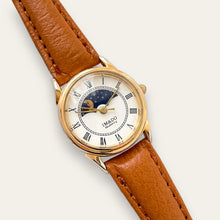 Load image into Gallery viewer, Vintage Imado Sun & Moon Quartz Watch - Brown Leather Strap