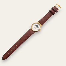 Load image into Gallery viewer, Vintage Solvil & Titus Moon Phase Quartz Watch - Brown Leather Strap