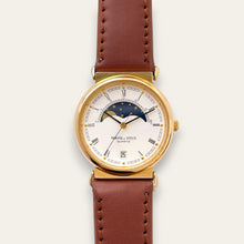 Load image into Gallery viewer, Vintage Solvil & Titus Moon Phase Quartz Watch - Brown Leather Strap