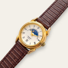 Load image into Gallery viewer, Vintage Constant Sun & Moon Quartz Watch - Black Leather Strap
