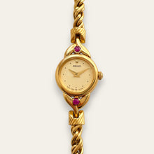 Load image into Gallery viewer, Vintage Seiko Gold Plated Quartz Watch - Rubies, Twisted Chain Bracelet