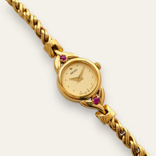 Load image into Gallery viewer, Vintage Seiko Gold Plated Quartz Watch - Rubies, Twisted Chain Bracelet