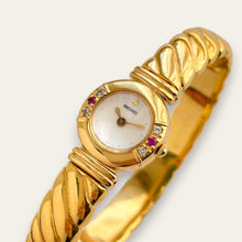 Load image into Gallery viewer, Vintage Seiko Gold Plated Watch - Mother of Pearl Dial, Diamonds & Rubies