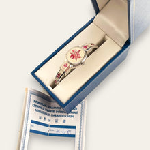 Load image into Gallery viewer, Vintage Silver-Tone André Mouche Peek-a-Boo Quartz Watch - Pink Floral Design