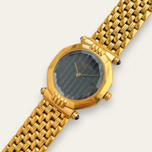 Load image into Gallery viewer, Vintage Christian Dior D64 151 — 1990s Faceted Glass Watch, Navy Dial, Quartz