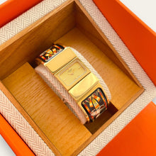 Load image into Gallery viewer, Vintage Hermès Loquet - 1990s Enamel Bangle Horse Motif Quartz Watch