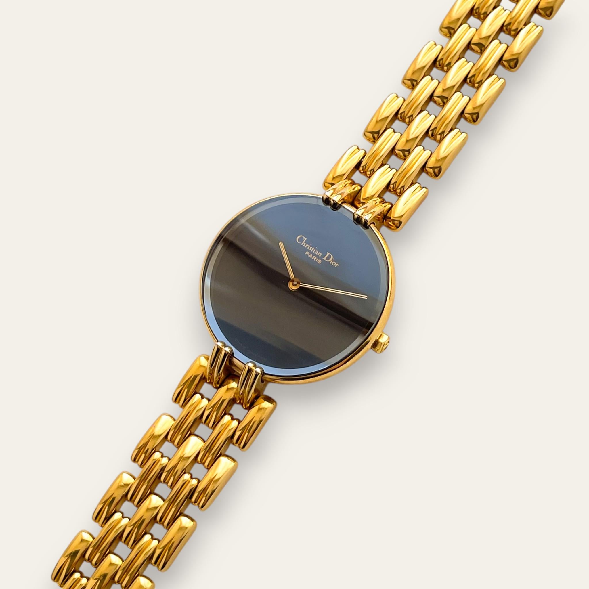 Vintage Christian Dior Bagheera - 1990s Black Dial Gold-Tone Watch