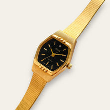 Load image into Gallery viewer, Vintage Gold-Plated Zeon Ladies' Quartz Watch - Black Dial