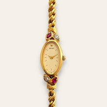 Load image into Gallery viewer, Vintage Seiko Gold Plated Jewellery Quartz Watch - Diamonds & Rubies