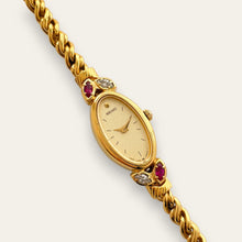 Load image into Gallery viewer, Vintage Seiko Gold Plated Jewellery Quartz Watch - Diamonds & Rubies