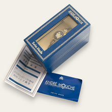Load image into Gallery viewer, Vintage André Mouche Peek-a-Boo Quartz Watch - Navy Floral Design