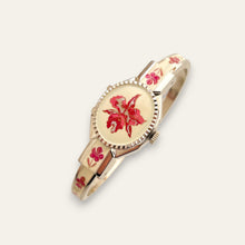 Load image into Gallery viewer, Vintage Silver-Tone André Mouche Peek-a-Boo Quartz Watch - Pink Floral Design