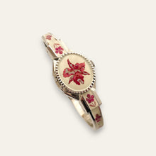 Load image into Gallery viewer, Vintage Silver-Tone André Mouche Peek-a-Boo Quartz Watch - Pink Floral Design