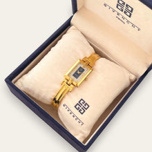 Load image into Gallery viewer, Vintage 1990s Gold-Plated Ladies' Givenchy Bangle Watch - Quartz, Blue Dial