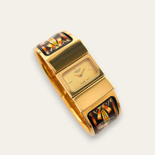 Load image into Gallery viewer, Vintage Hermès Loquet - 1990s Enamel Bangle Horse Motif Quartz Watch