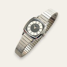 Load image into Gallery viewer, Sekonda Ladies Cushion Case Silver & Black Dial 70s Vintage-Style Quartz Watch