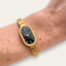 Load image into Gallery viewer, Vintage 1970s Revue Swiss Gold Mechanical Watch — Black Dial, Unworn