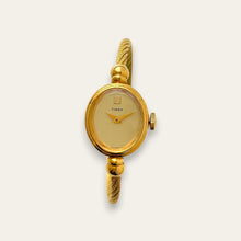 Load image into Gallery viewer, Vintage Timex Cocktail Watch | Cable Bangle Bracelet Gold Mechanical