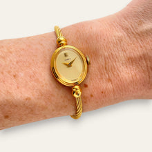 Load image into Gallery viewer, Vintage Timex Cocktail Watch | Cable Bangle Bracelet Gold Mechanical