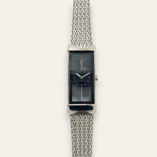 Load image into Gallery viewer, Vintage YSL Watch | Rectangular Black Dial Herringbone Mesh Bracelet, Quartz