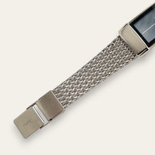 Load image into Gallery viewer, Vintage YSL Watch | Rectangular Black Dial Herringbone Mesh Bracelet, Quartz