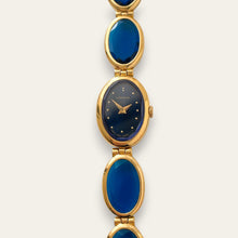 Load image into Gallery viewer, Vintage Lassale by Seiko Gold Blue Crystal Bracelet Watch, Quartz