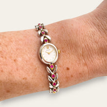 Load image into Gallery viewer, Rare Vintage Seiko Tissé Ruby Jewellery Watch | Two-Tone Laurel Bracelet, Quartz