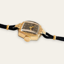 Load image into Gallery viewer, Vintage Bulova Co-Ed 1940 Gold-Filled Ladies Cocktail Watch | Black Dial, Mechanical