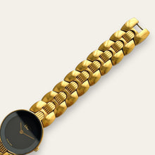 Load image into Gallery viewer, Vintage Christian Dior 3041 Black Moon Watch — 1980s Gold-Tone, Quartz